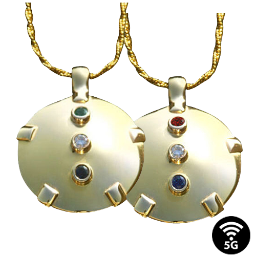 Tri-Gem EMF Protection Necklace - 14k Gold - Level 5