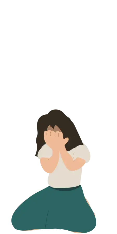 Woman covering her face in despair