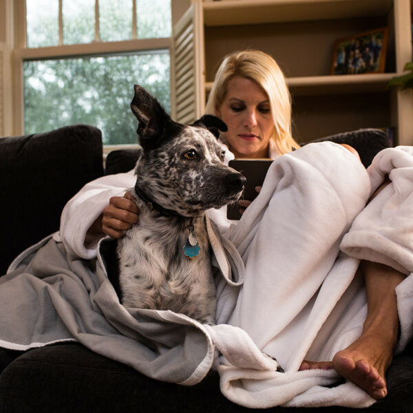 SYB EMF protection blanket  works for dog and his person.