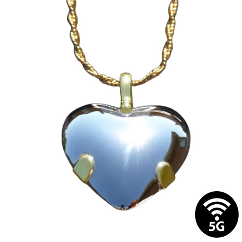 International Heart  Pendant -  .925 silver/14k Gold Tabs - Level 3 14K Yellow Gold Tabs Polished - Mirror Finish
