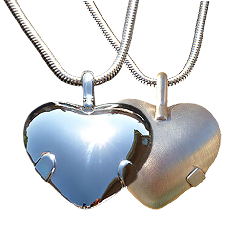 Heart Level 2 Sterling Silver BioElectric Shield EMf blocker, EMF Protection Pendant - polished or satin finish