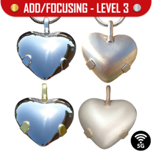L32P Heart Level 3 Sterling Silver  with 14K gold tabs BioElectric Shield EMf blocker, EMF Protection Pendant