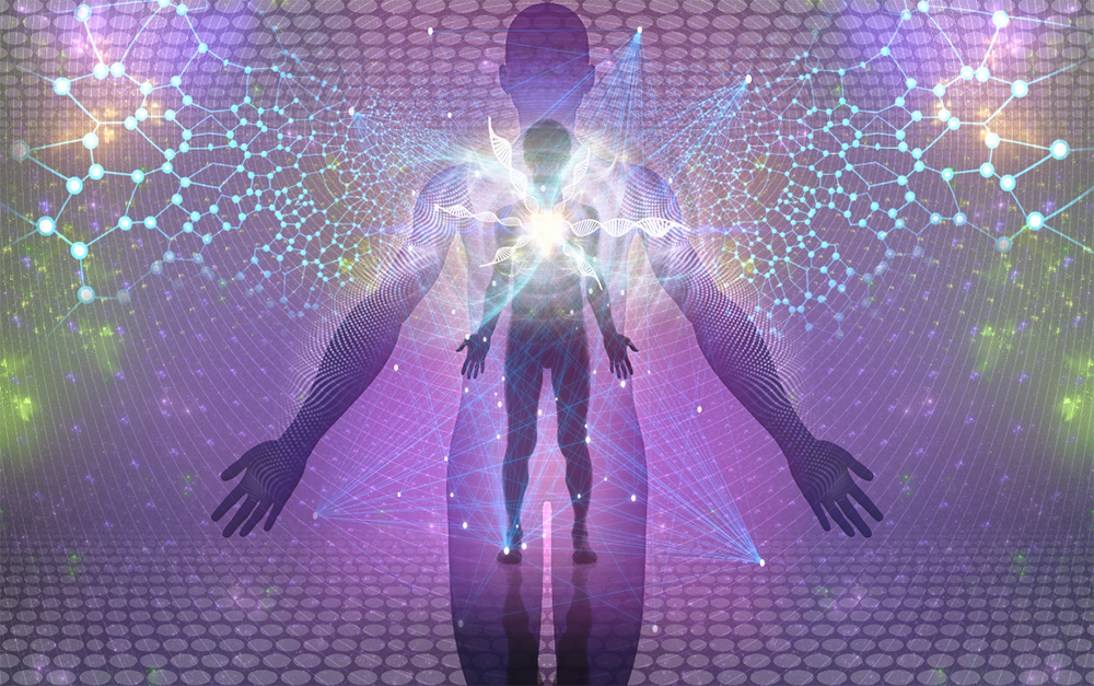 Person within a person with energy all around